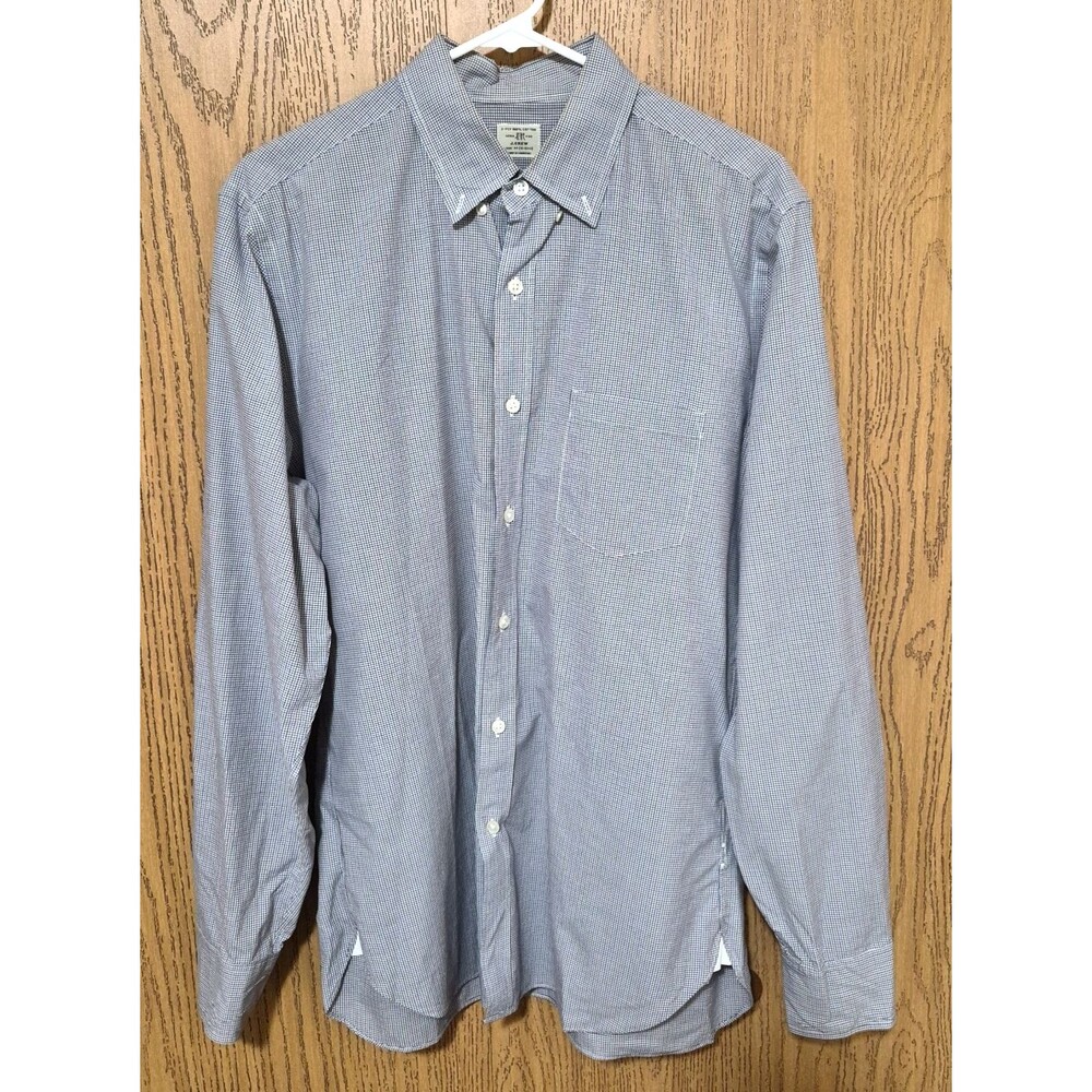 J. Crew Men's Soft Check Blue White Tan Button Down Collared Shirt Size Medium